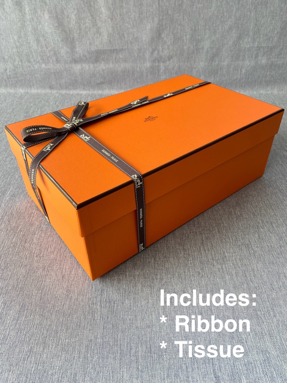 Authentic Hermès | Gift Box Packaging Set With Ribbon Tissue | Decoration
